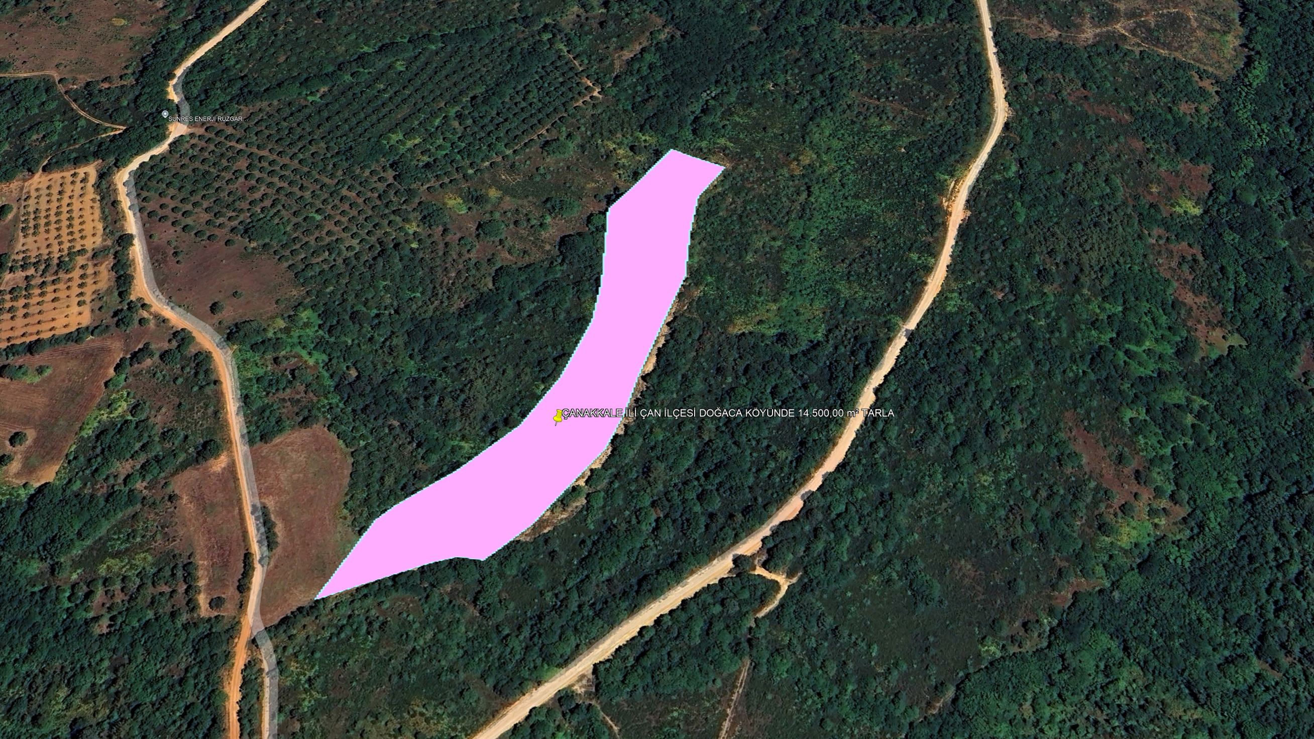 ÇANAKKALE İLİ ÇAN İLÇESİ DOĞACA KÖYÜNDE 14.500,00 m² TARLA