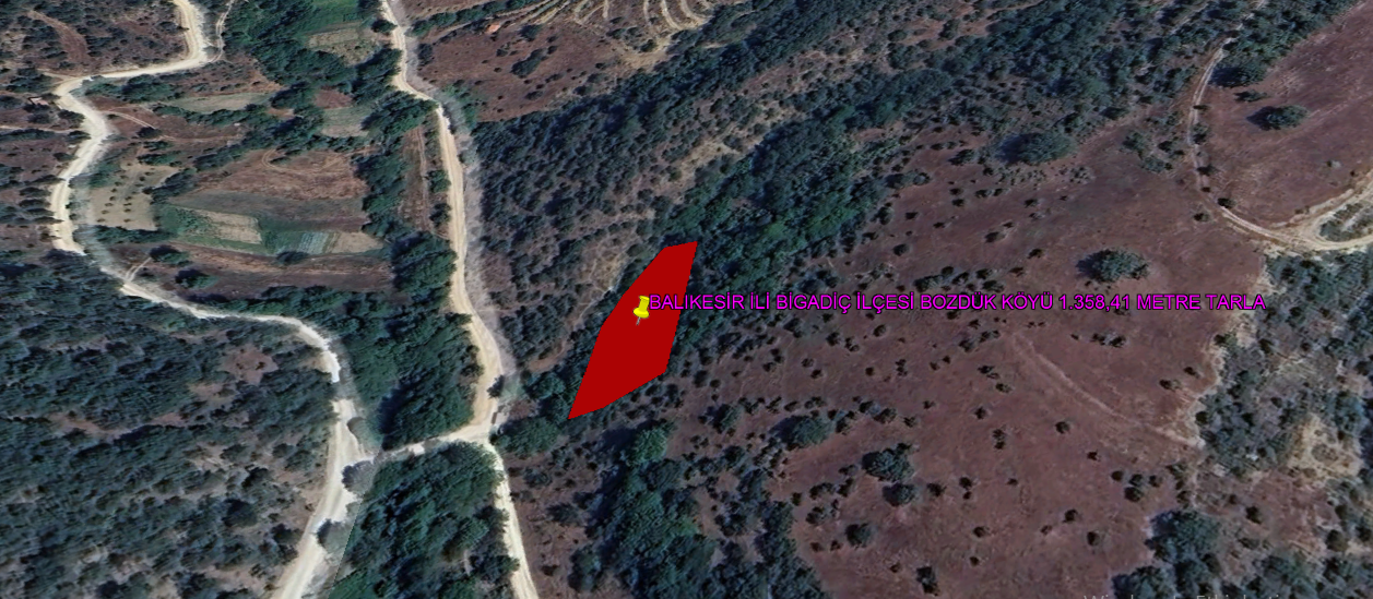 BALIKESİR İLİ BİGADİÇ İLÇESİ BOZBÜK KÖYÜ 1.358,41 m²  TARLA