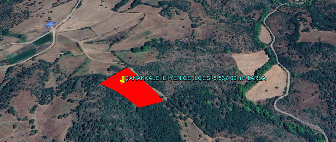 ÇANAKKALE İLİ YENİCE İLÇESİ ÇAL KÖYÜ 8.537,02 m² TARLA