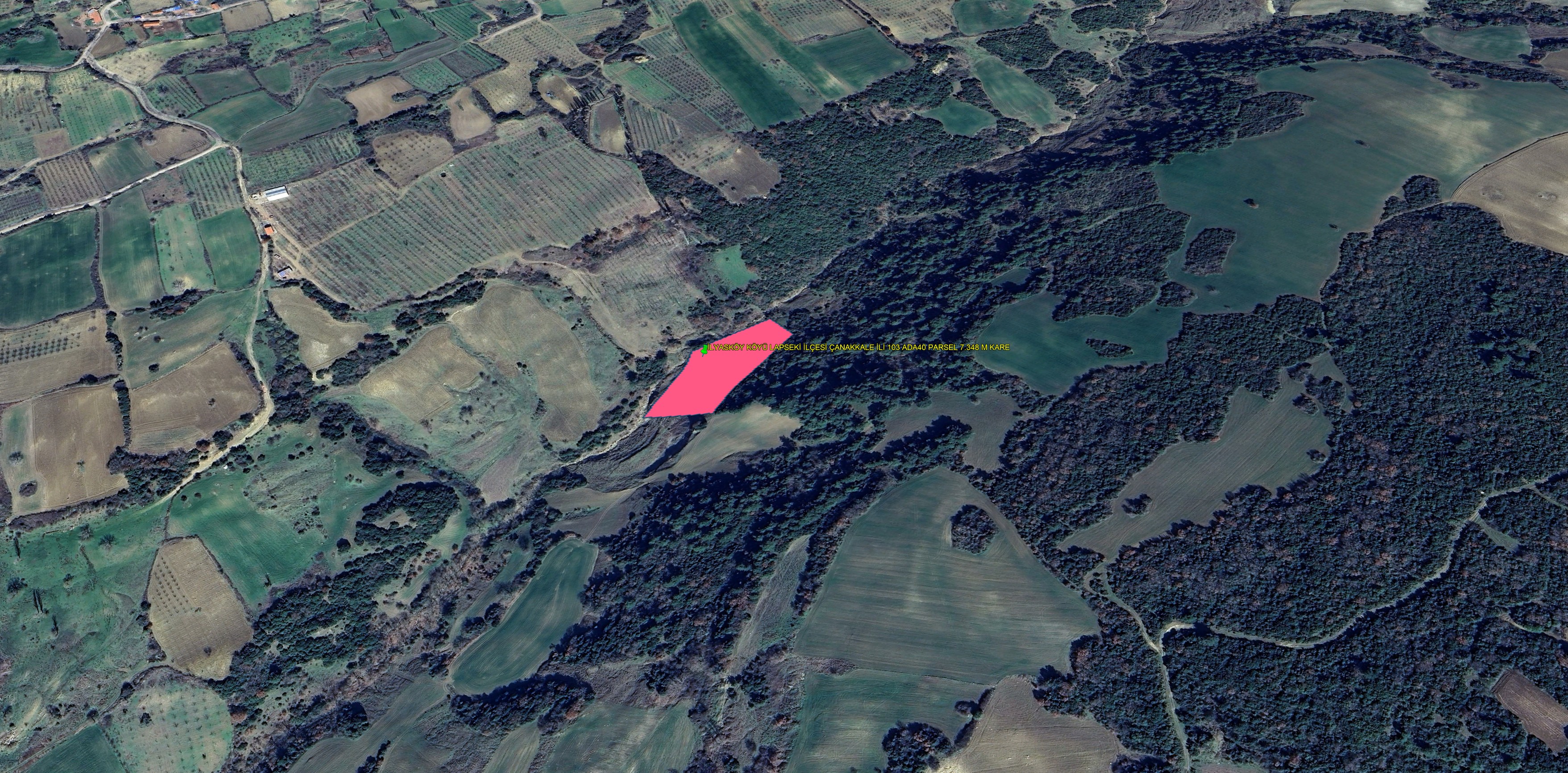 LAPSEKİ İLYASKÖY DE KÖY YAKINI 7.348 M. KARE TARLA