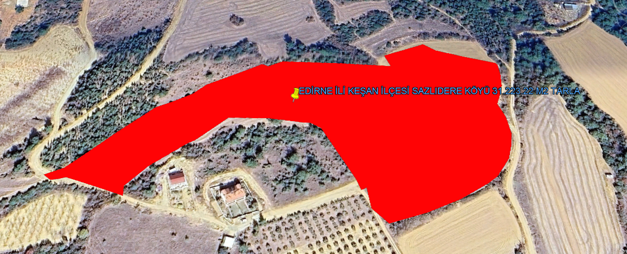 EDİRNE İLİ KEŞAN İLÇESİ SAZLIDERE KÖYÜ 31.223.22  m²  TARLA