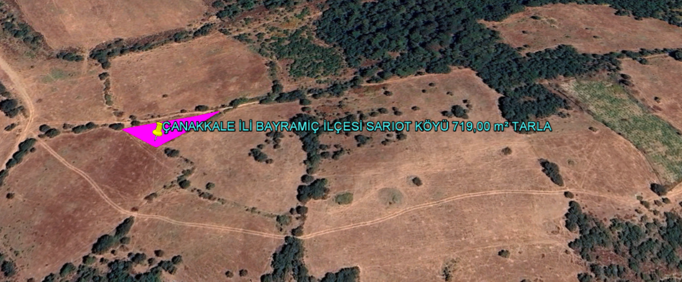 ÇANAKKALE İLİ BAYRAMİÇ İLÇESİ SARIOT KÖYÜ 719,00 m²  TARLA
