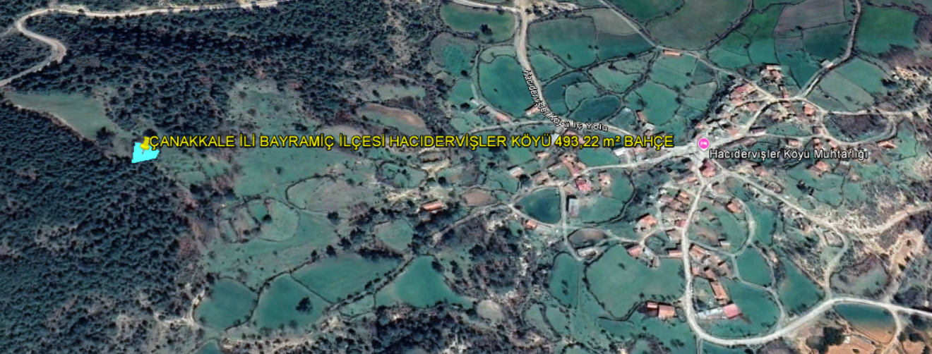ÇANAKKALE İLİ BAYRAMİÇ İLÇESİ HACIDERVİŞLER KÖYÜ 493,22 m² TARLA