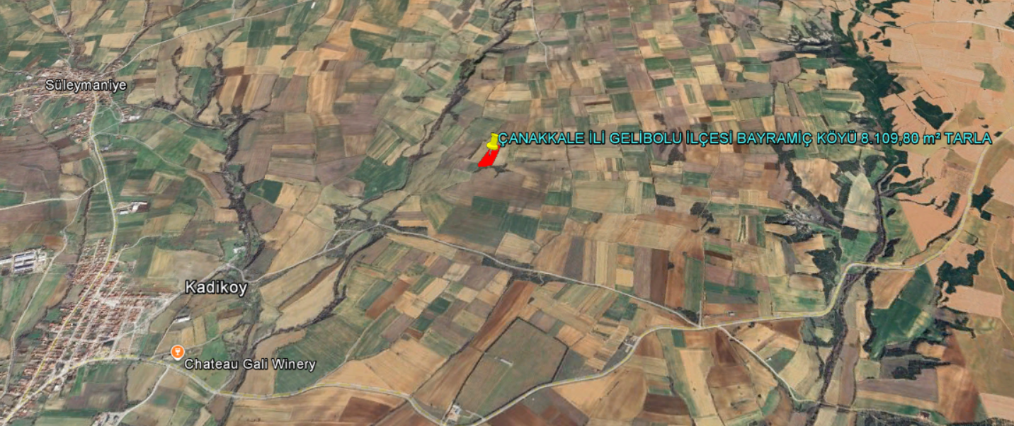 ÇANAKKALE İLİ GELİBOLU İLÇESİ BAYRAMİÇ KÖYÜ 8.109,19 m² TARLA