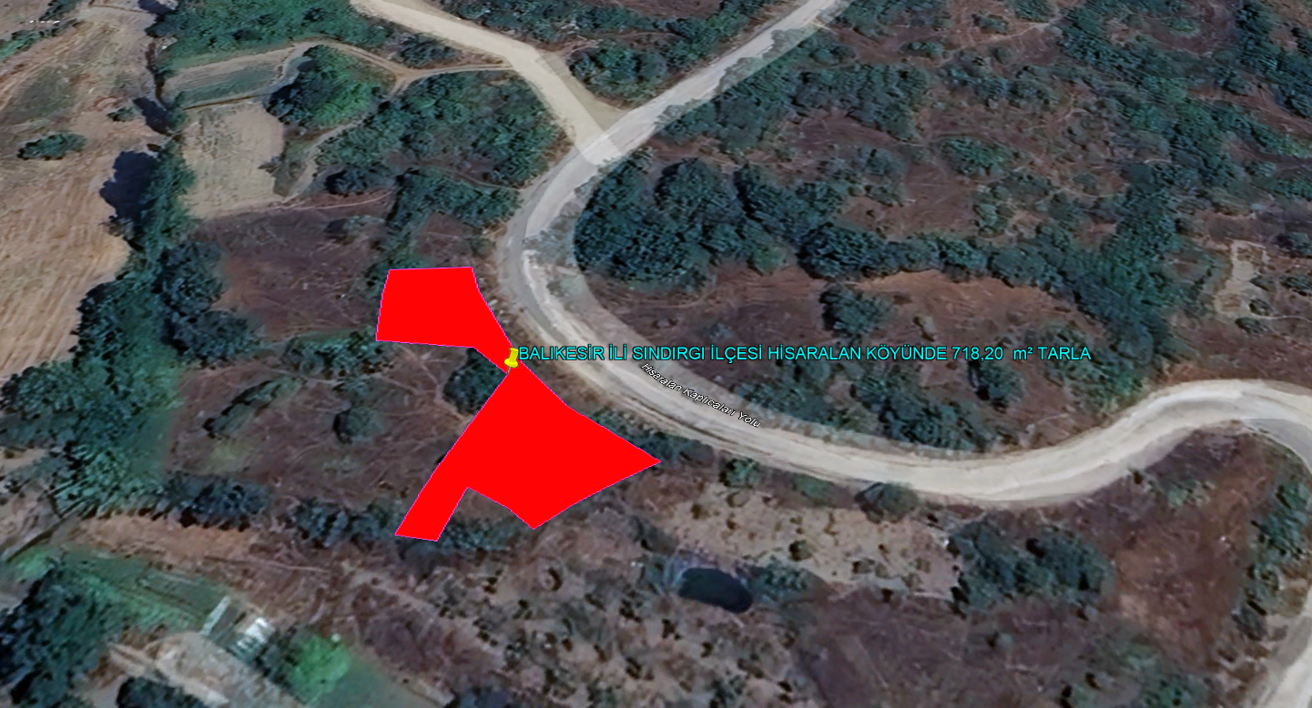 BALIKESİR İLİ SINDIRGI İLÇESİ HİSARALAN KÖYÜNDE 718,20  m² TARLA