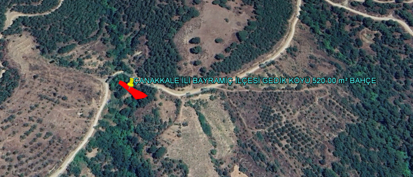 ÇANAkKALE İLİ BAYRAMİÇ İLÇESİ GEDİK KÖYÜ 520,00 m² BAHÇE