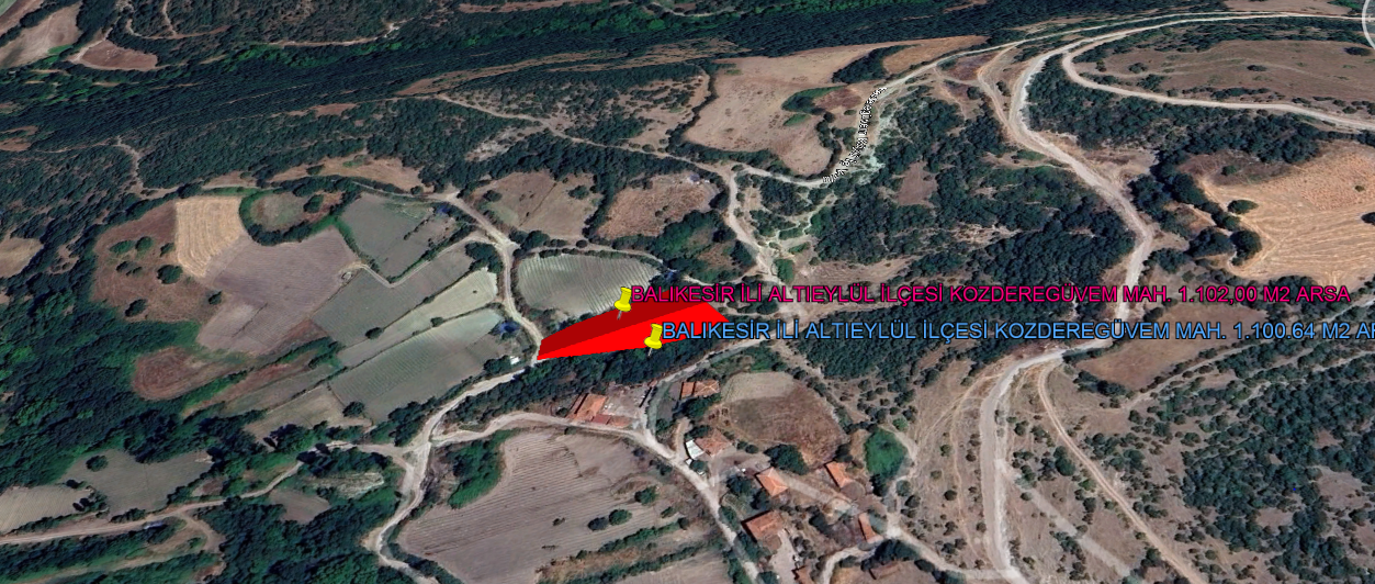 BALIKESİR İLİ ALTIEYLÜL İLÇESİ KOZDEREGÜVEM MAH. 1.100,69 m²  ARSA