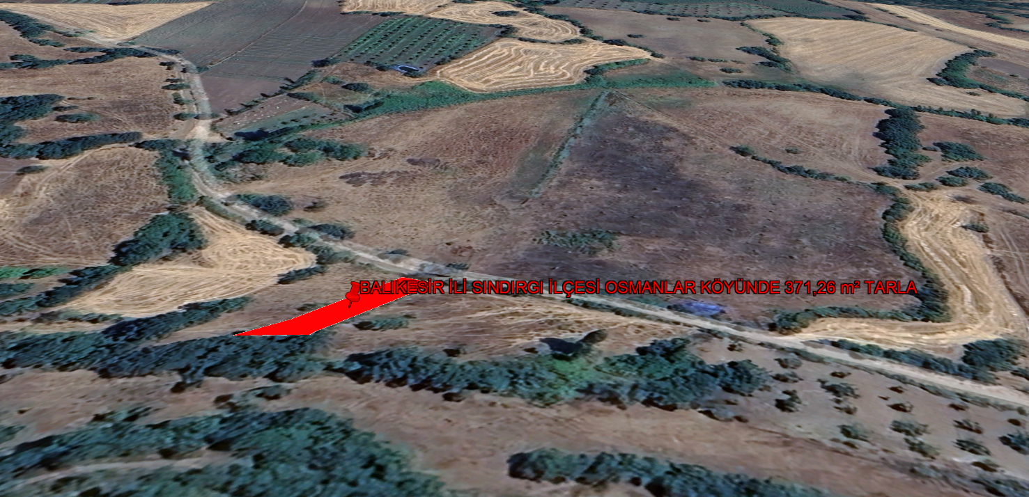 BALIKESİR İLİ SINDIRGI İLÇESİ OSMANLAR KÖYÜNDE 371,26  m² TARLA 