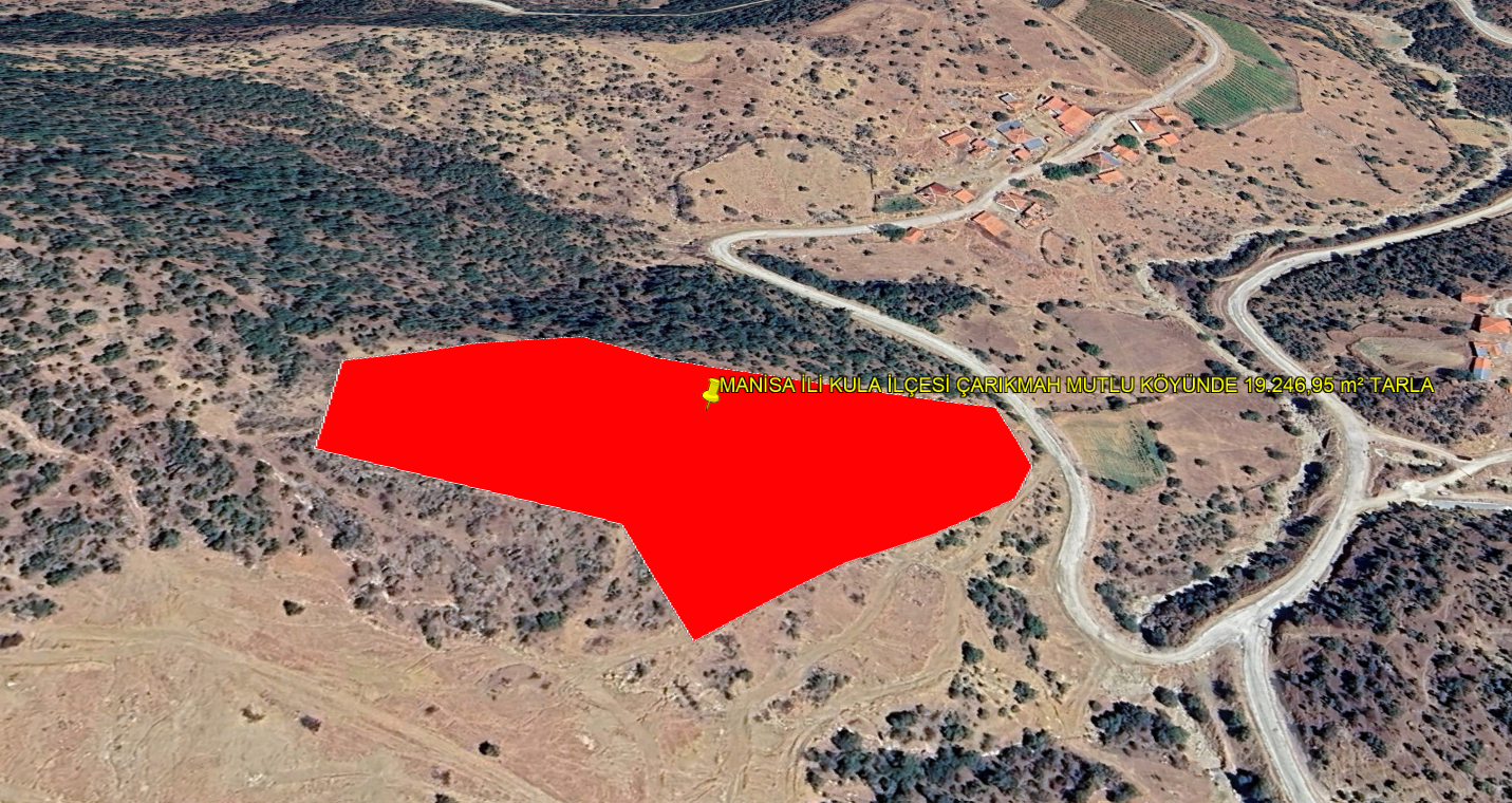 MANİSA İLİ KULA İLÇESİ ÇARIKMAH MUTLU KÖYÜNDE 19.246,95  m² TARLA