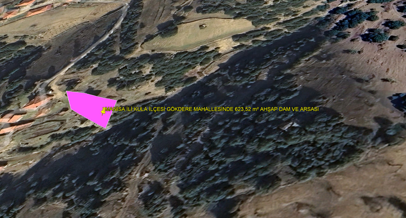 MANİSA İLİ KULA İLÇESİ GÖKDERE MAHALLESİNDE 623,52  m² AHŞAP DAM VE ARSASI 