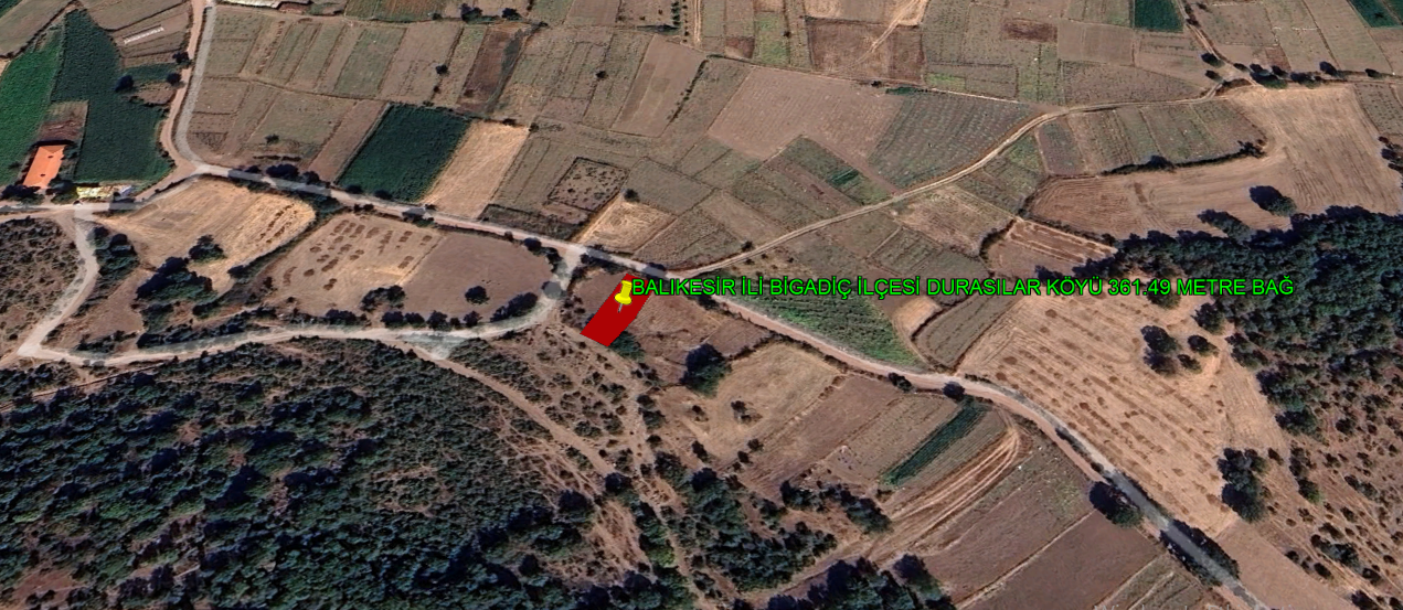 BALIKESİR İLİ BİGADİÇ İLÇESİ DURASILAR KÖYÜ 361,49 m²  BAĞ