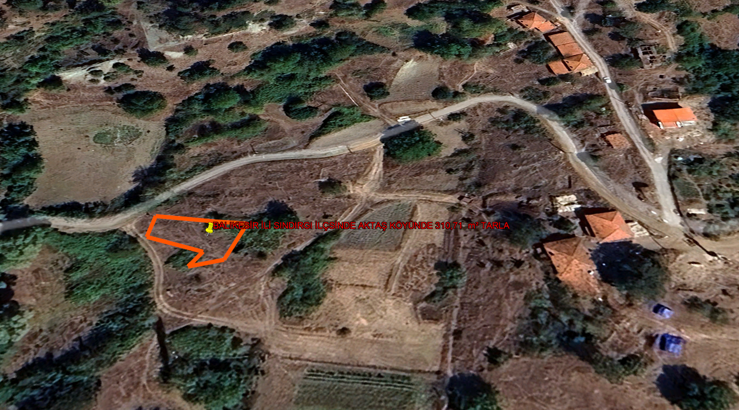 BALIKESİR İLİ SINDIRGI İLÇSİNDE AKTAŞ KÖYÜNDE 310,71  m² TARLA 