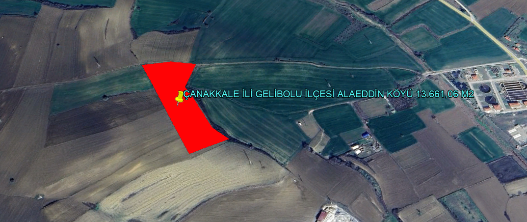 ÇANAKKALE İLİ GELİBOLU İLÇESİ ALAEDDİN KÖYÜ 3.661,16  m² TARLA