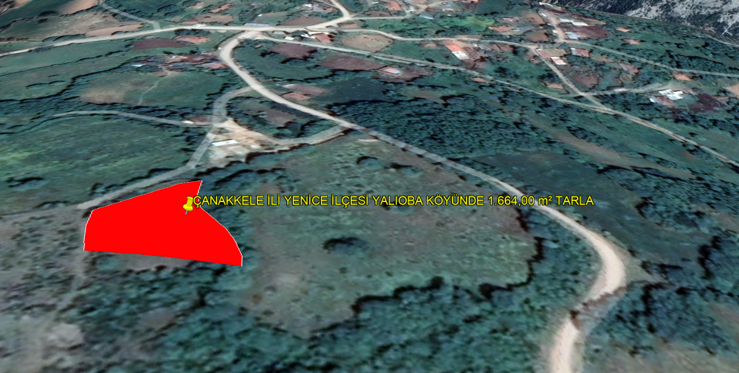 ÇANAKKELE İLİ YENİCE İLÇESİ YALIOBA  KÖYÜNDE 1.664,00  m² TARLA 