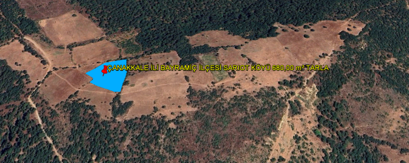 ÇANAKKALE İLİ BAYRAMİÇ İLÇESİ SARIOT KÖYÜ 680,00 m²  TARLA