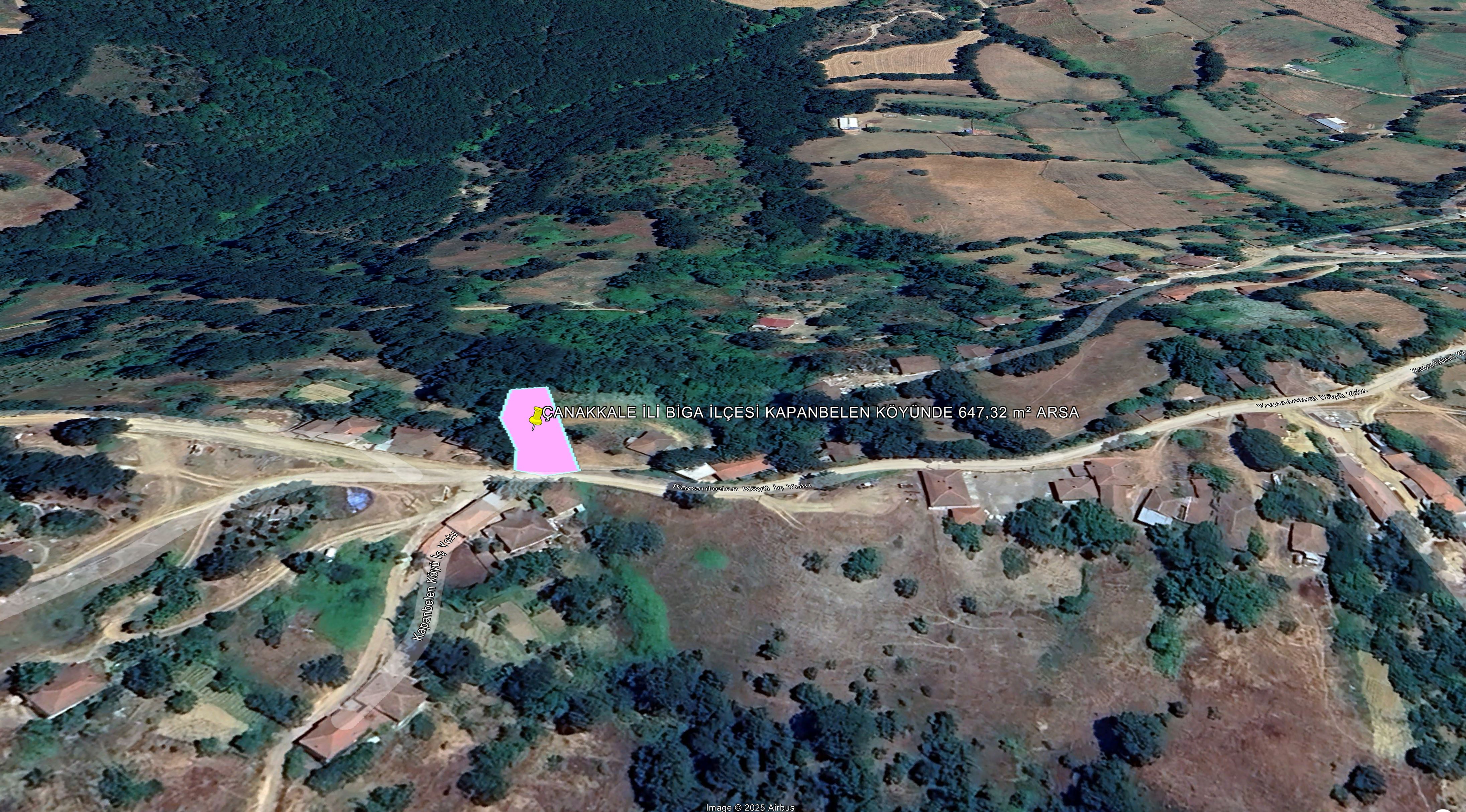 ÇANAKKALE İLİ BİGA İLÇESİ KAPANBELEN KÖYÜNDE 647,32 m² ARSA