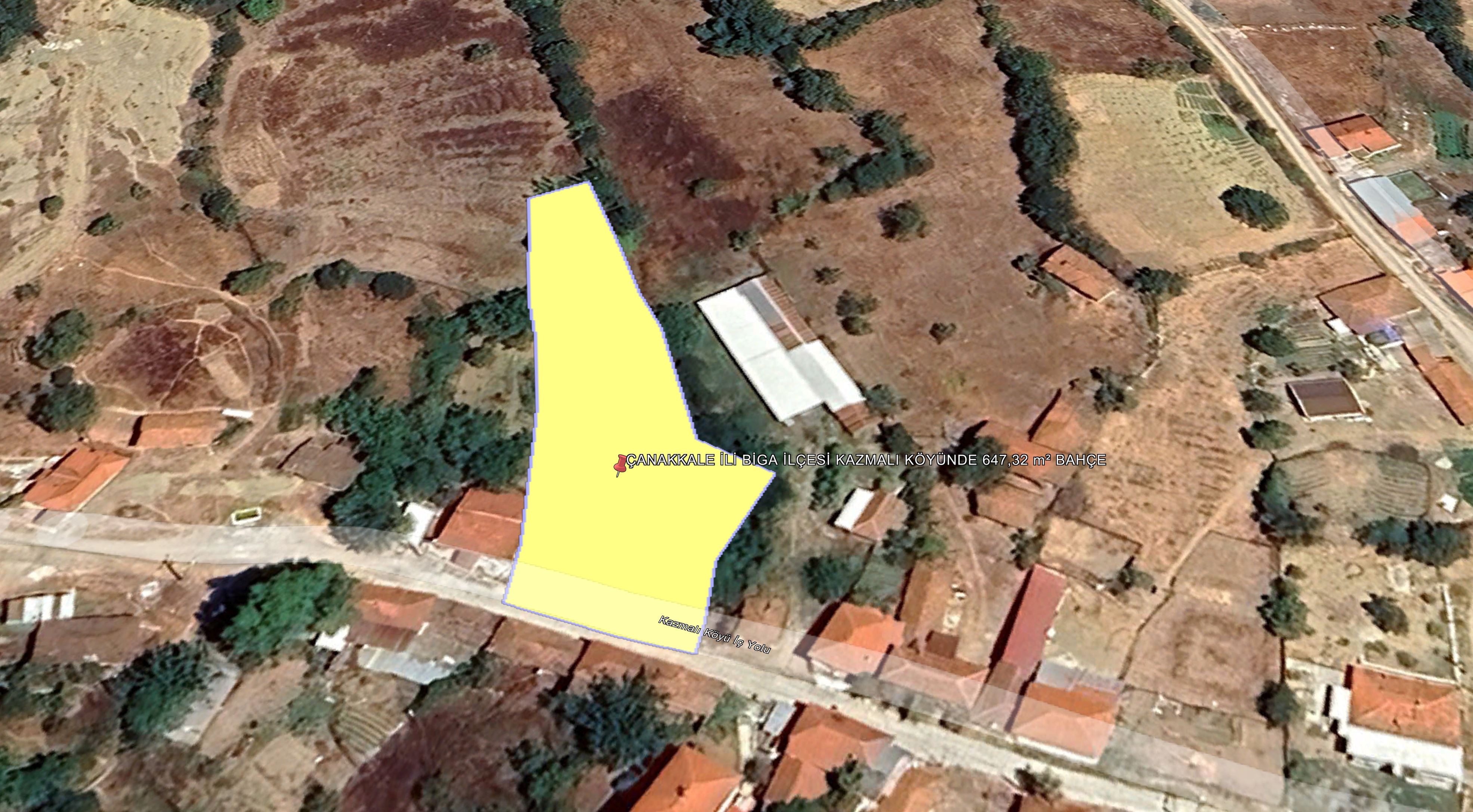 ÇANAKKALE İLİ BİGA İLÇESİ KAZMALI KÖYÜNDE 647,32 m² BAHÇE