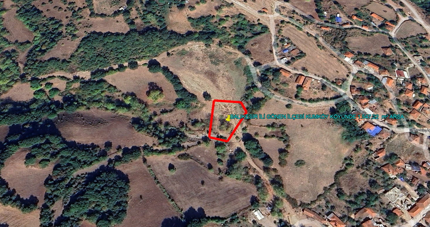 BALIKESİR İLİ GÖNEN İLÇESİ KUMKÖY KÖYÜNDE 1.547,22  m² ARSA 