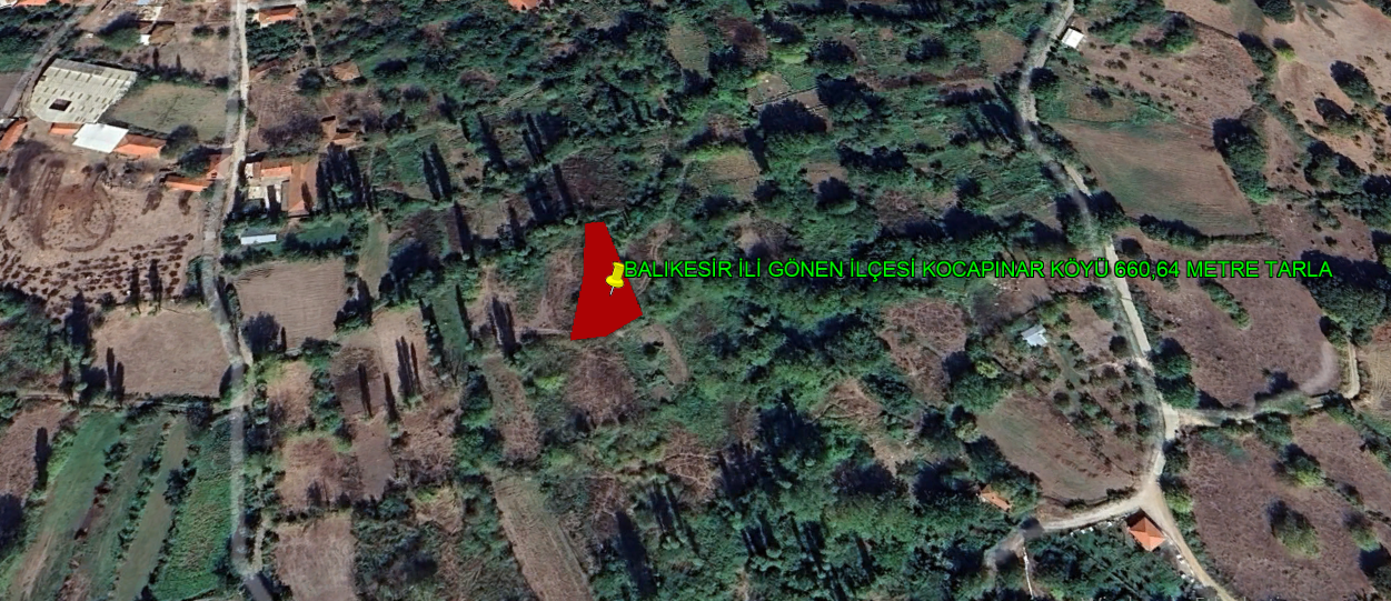 BALIKESİR İLİ GÖNEN İLÇESİ KOCAPINAR KÖYÜ 660,64 m²  TARLA