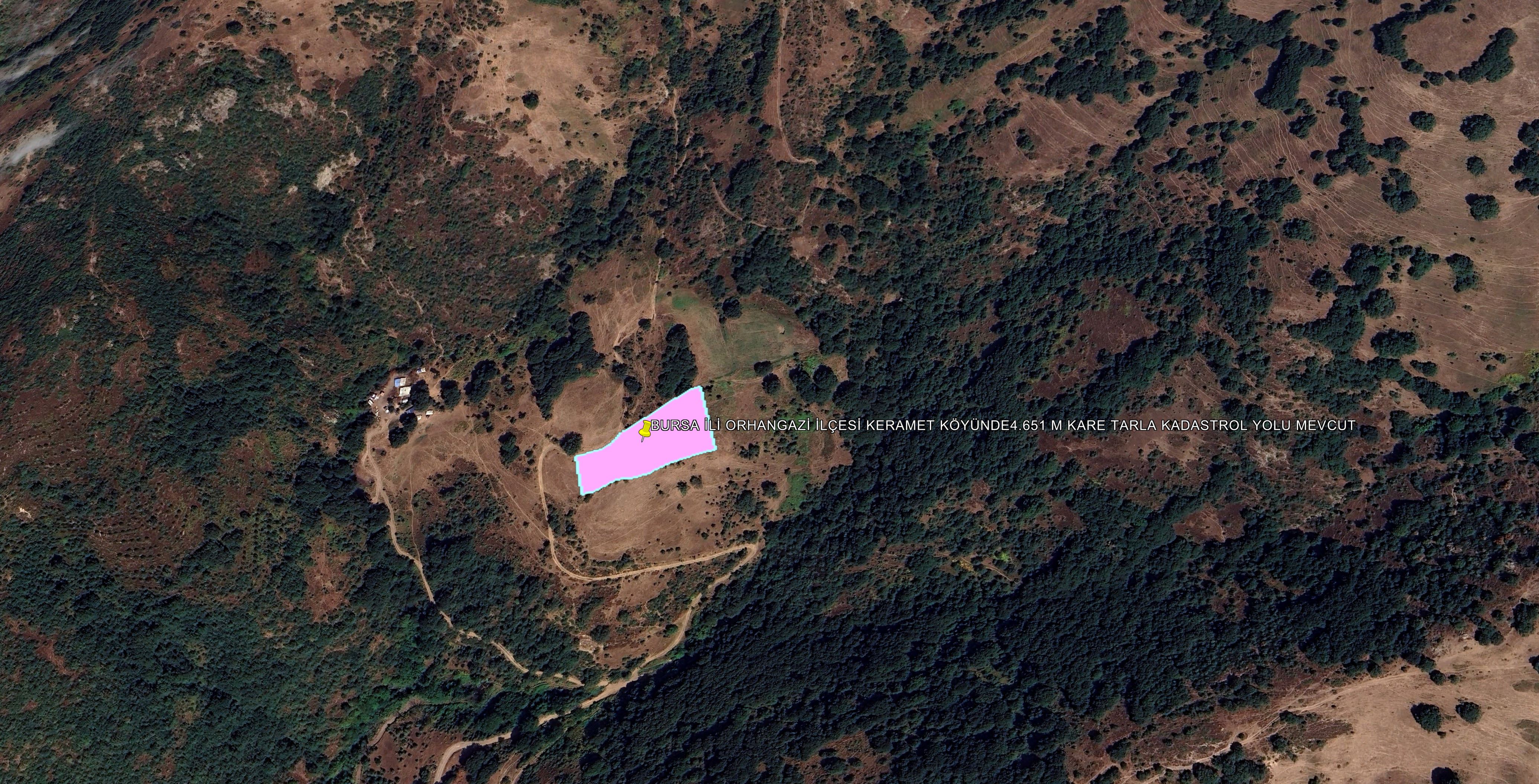 BURSA İLİ ORHANGAZİ İLÇESİ KERAMET KÖYÜNDE4651 M KARE TARLA KADASTROL YOLU MEVCUT