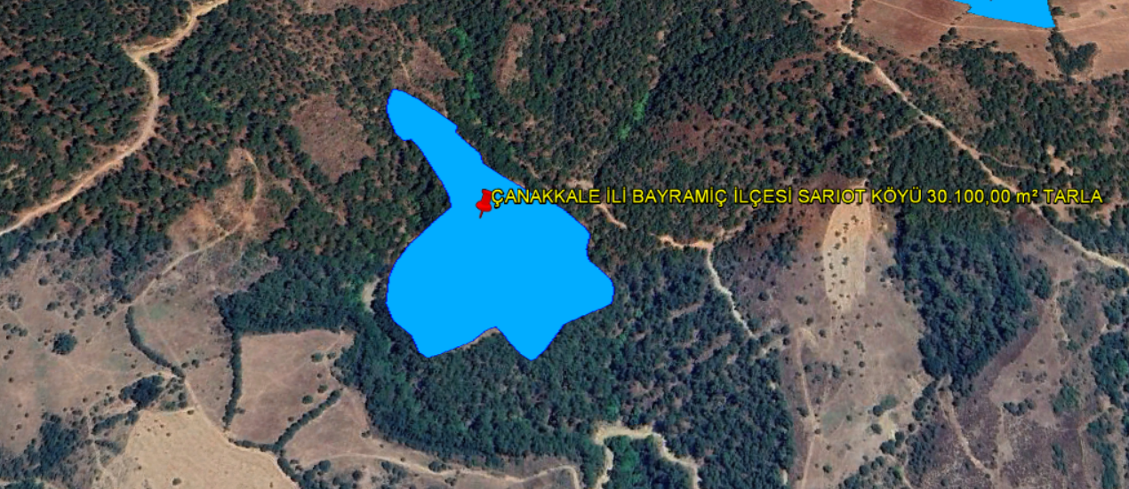 ÇANAKKALE İLİ BAYRAMİÇ İLÇESİ SARIOT KÖYÜ 30.100,00 m²  TARLA