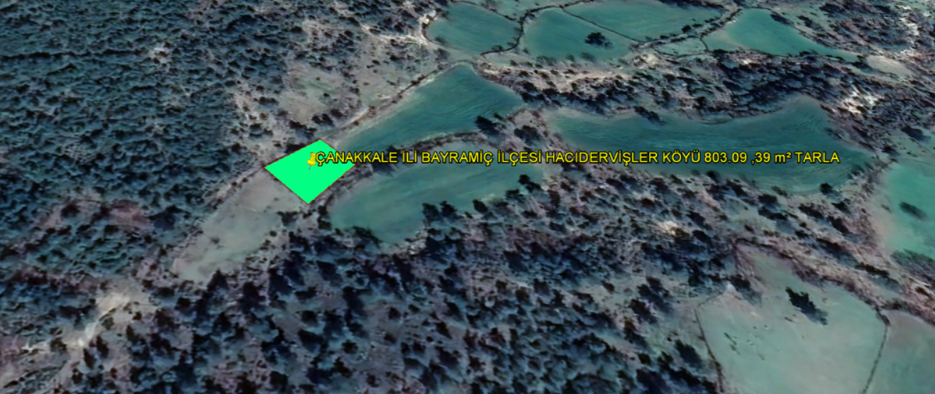 ÇANAKKALE İLİ BAYRAMİÇ İLÇESİ HACIDERVİŞLER KÖYÜ 803,09 m² TARLA