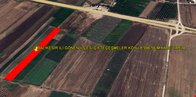 BALIKESİR İLİ GÖNEN İLÇESİ ÇİFTEÇEŞMELER KÖYÜ 8.996,56  m² TARLA