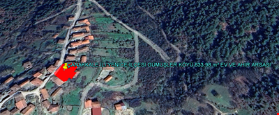 ÇANAKKALE İLİ YENİCE İLÇESİ GÜMÜŞLER KÖYÜ 633,98 m² EV VE AHIR ARSASI