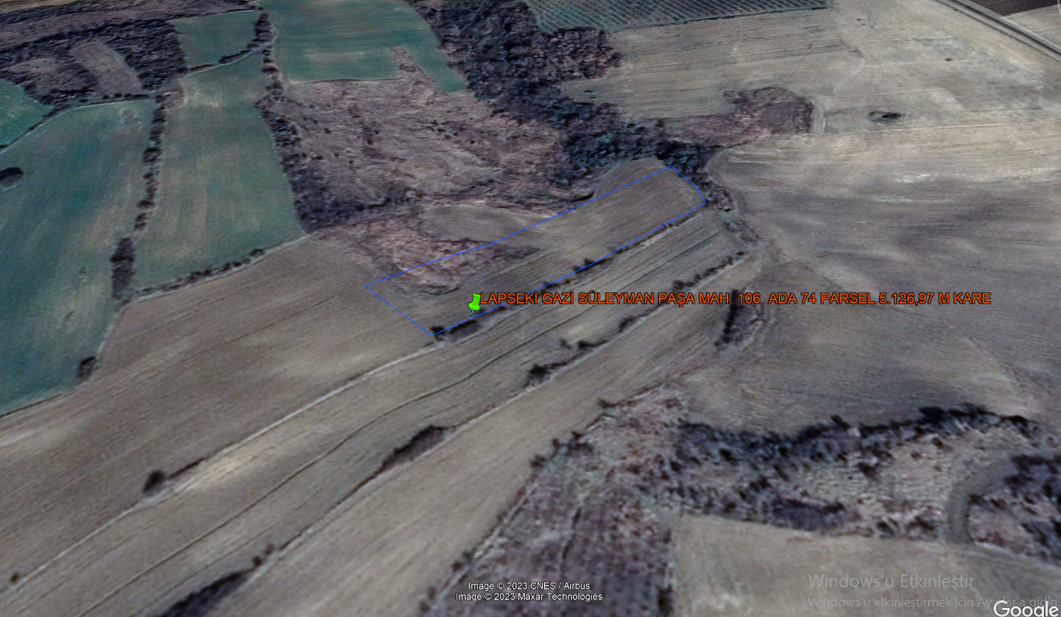 LAPSEKİ GAZİSÜLEYMANPAŞA MAH. 5.126 M KARE FULL BOĞAZ MANZARALI TARLA