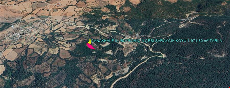 ÇANAKKALE İLİ BAYRAMİÇ İLÇESİ SARAYCIK KÖYÜ 1.971,80 m² TARLA
