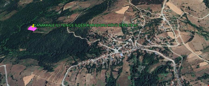 ÇANAKKALE İLİ YENİCE İLÇESİ KARADORU KÖYÜ 3.879,79 m² BAHÇE