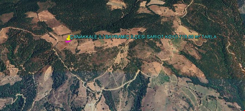 ÇANAKKALE İLİ BAYRAMİÇ İLÇESİ SARIOT KÖYÜ 719,00 m²  TARLA