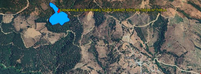 ÇANAKKALE İLİ BAYRAMİÇ İLÇESİ SARIOT KÖYÜ 30.100,00 m²  TARLA