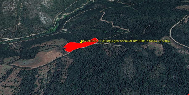 ÇANAKKALE İLİ YENİCE İLÇESİ SOFULAR KÖYÜNDE 13.502,74  m² TARLA