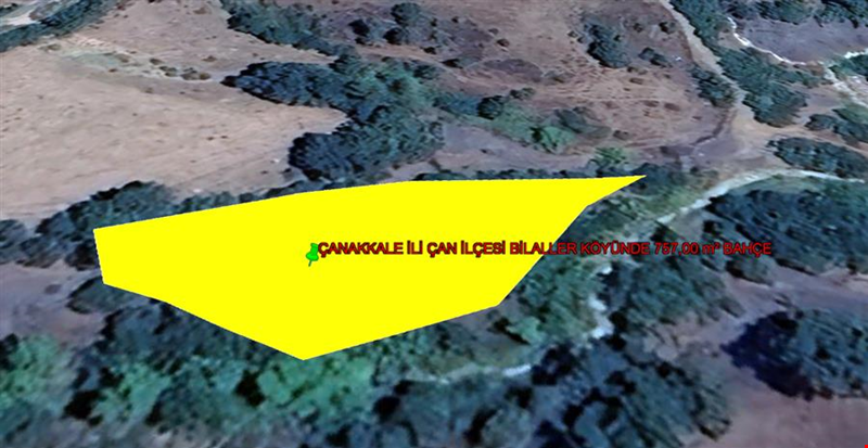 ÇANAKKALE İLİ ÇAN İLÇESİ BİLALLER KÖYÜNDE 757,00  m² BAHÇE