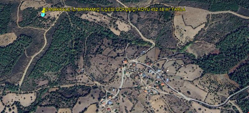 ÇANAKKALE İLİ BAYRAMİÇ İLÇESİ GÖKÇEİÇİ KÖYÜ 452,18 m² TARLA