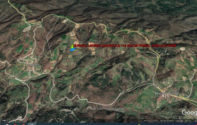 LAPSEKİ DUMANLI DA 5.692 M KARE TARLA