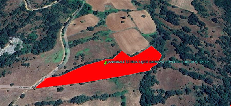 ÇANAKKALE İLİ BİGA İLÇESİ SARSIVAT KÖYÜNDE 9.300,00  m² TARLA
