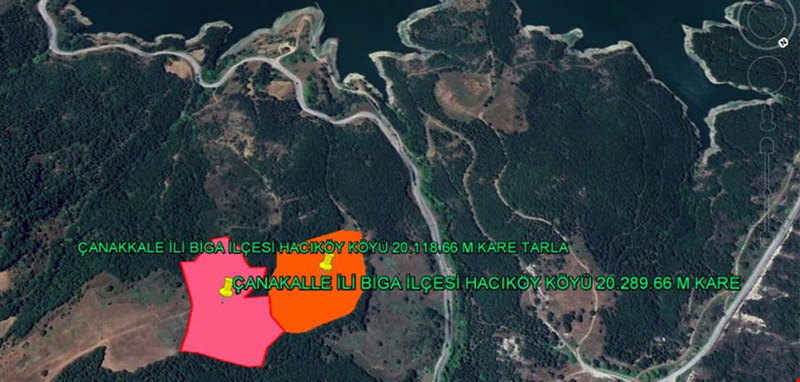 ÇANAKKALE İLİ BİGA İLÇESİ HACIKÖY KÖYÜ 40.408,42 M KARE TARLA