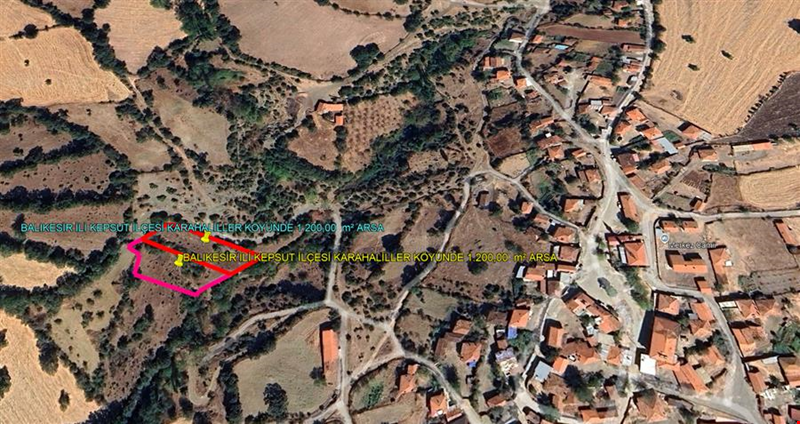 BALIKESİR İLİ KEPSUT İLÇESİ KARAHALİLLER KÖYÜNDE 1.200,00  m² ARSA