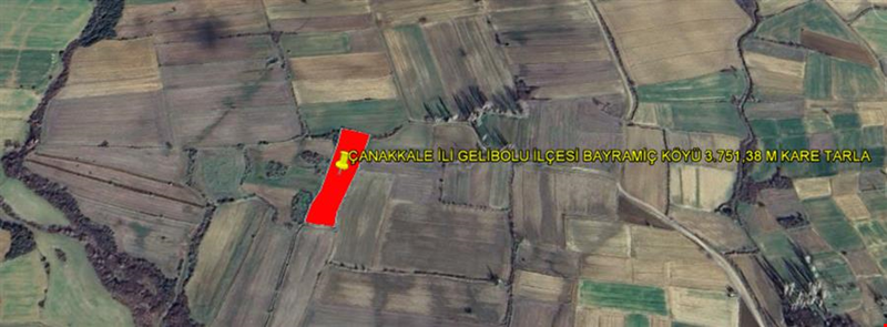 ÇANAKKALE İLİ GELİBOLU İLÇESİ BAYRAMİÇ KÖYÜ 3.751,38 M KARE TARLA
