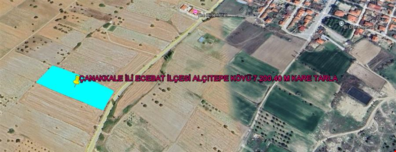 ÇANAKKALE İLİ ECEABAT İLÇESİ ALÇITEPE KÖYÜ 7.200,40 M KARE TARLA