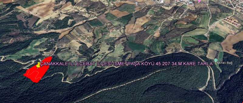 ÇANAKKALE İLİ ECEABAT İLÇESİ İSMETPAŞA KÖYÜ 45.20,734 M KARE TARLA