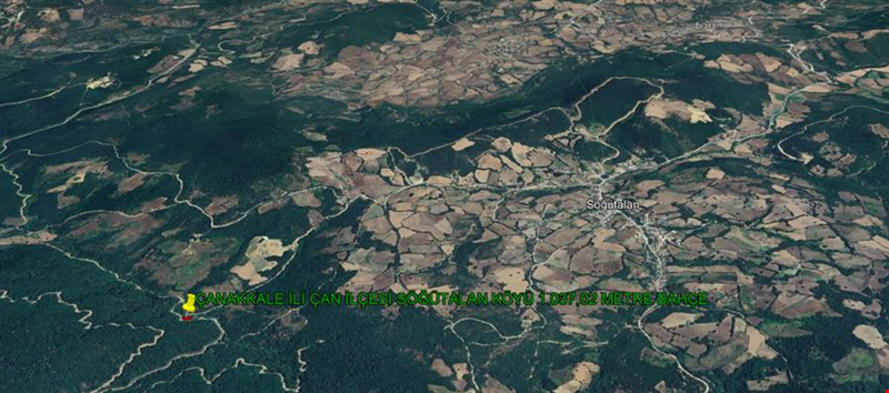 ÇANAKKALE İLİ ÇAN İLÇESİ SÖĞÜTALAN KÖYÜ 1.037,02  m² TARLA