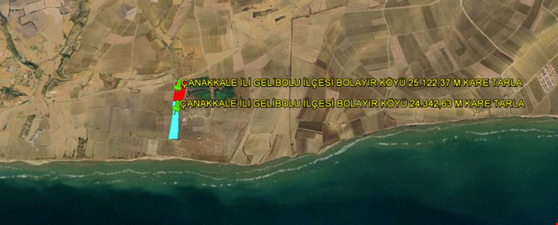 ÇANAKKALE İLİ GELİBOLU İLÇESİ BOLAYIR KÖYÜ 49.465 M KARE DENİZ GÖRÜR TARLA