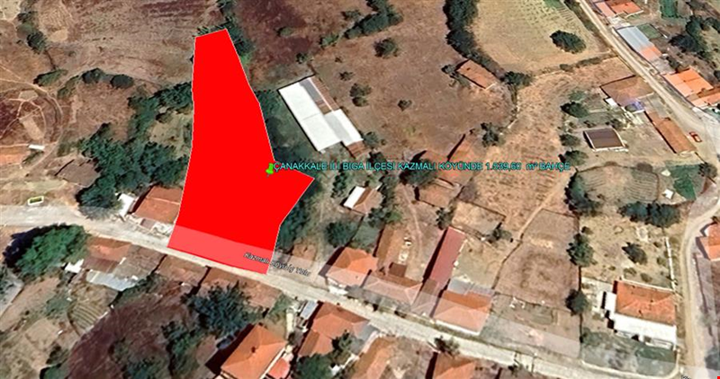 ÇANAKKALE İLİ BİGA İLÇESİ KAZMALI KÖYÜNDE 1.539,60  m² BAHÇE