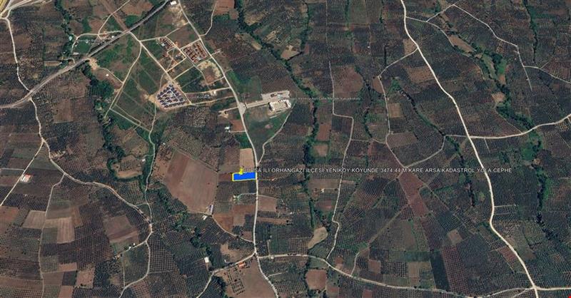 BURSA İLİ ORHANGAZİ İLÇESİ YENİKÖY KÖYÜNDE 3474,44 M KARE TARLA KADASTROL YOLA CEPHE