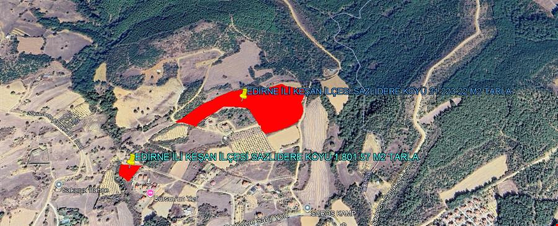 EDİRNE İLİ KEŞAN İLÇESİ SAZLIDERE KÖYÜ 31.223.22  m²  TARLA