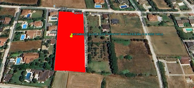 İSTANBUL İLİ SİLİVRİ İLÇESİ HÜRRİYET MAHALLESİ 6.494,13 M KARE ARSA