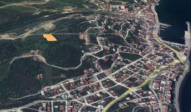 YALOVA İLİ ÇINARCIK İLÇESİ ESENKÖY'DE 1.614,43 m² İMARLI ARSA